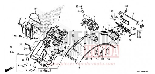GARDE-BOUE ARRIERE (CB1100CA/NA/NAD) CB1100NAK de 2019